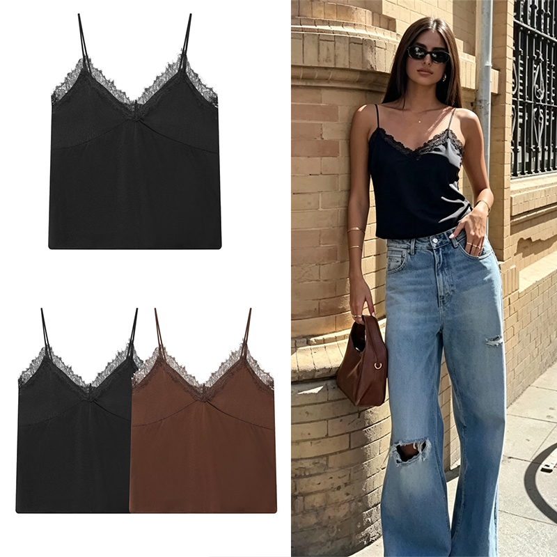 Silk Camisole Work - Guobioziy2026 새로운 여성용 레트로 실크 레이스