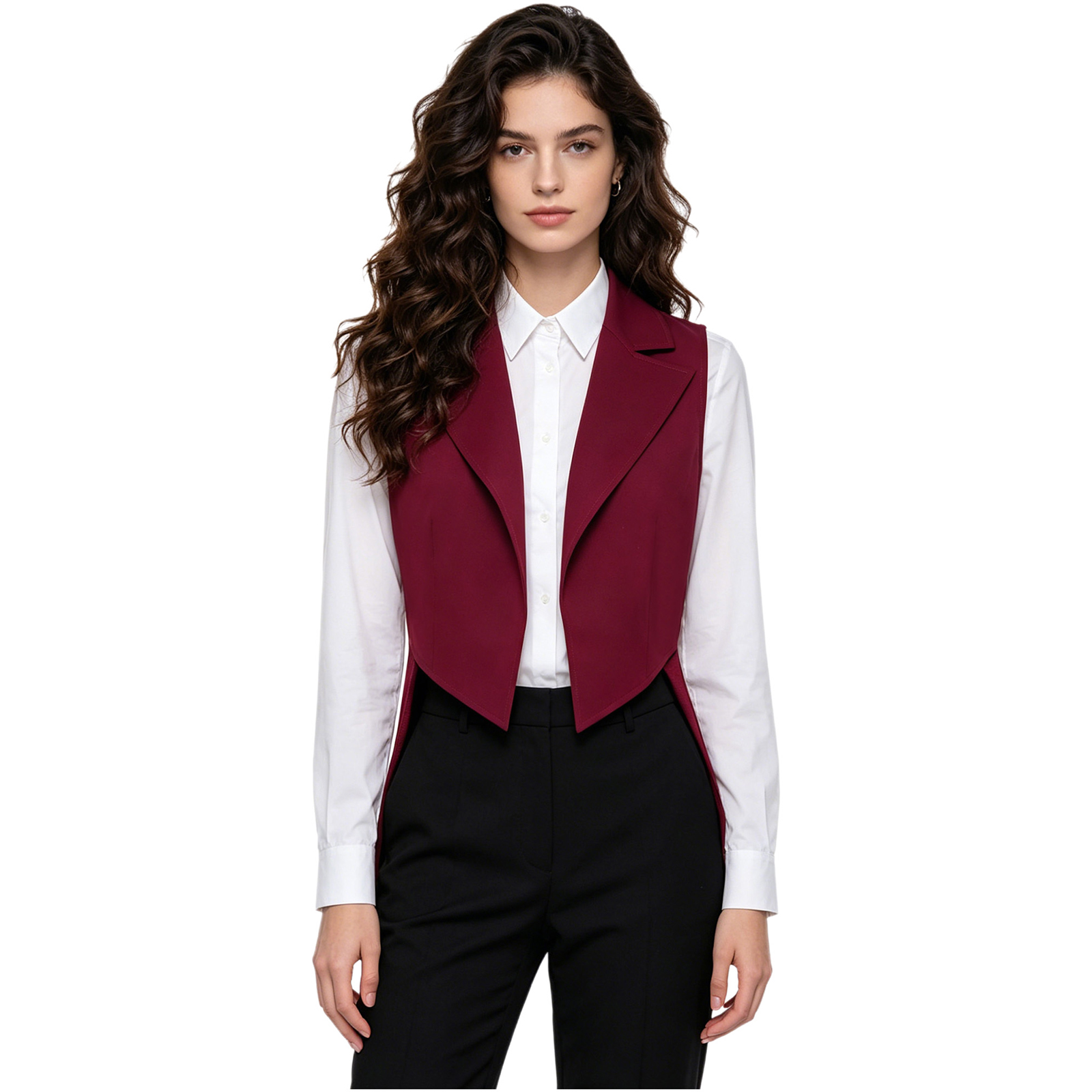 Women Formal Wear Stitching - 여성용 빈티지 테일코트 자켓 조끼 오픈