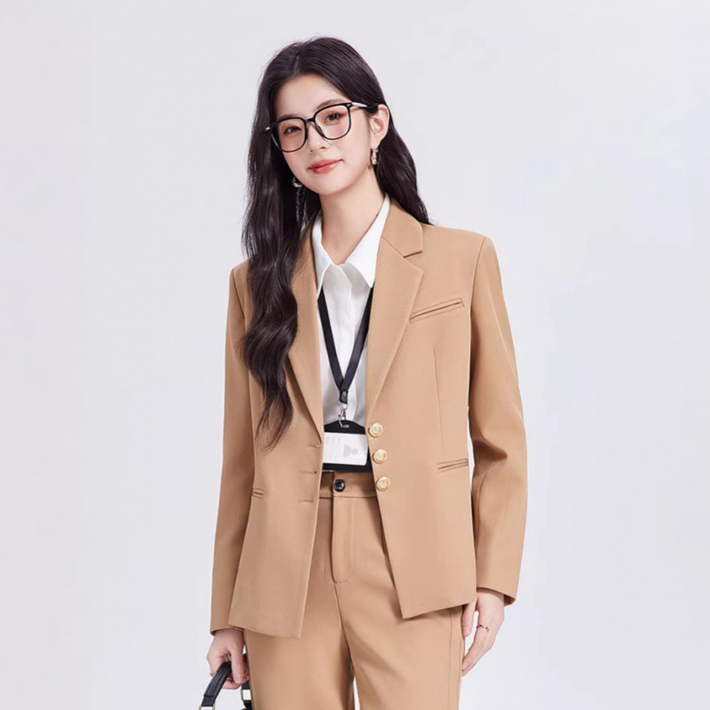 Women Formal Wear Interview - 카키색 여성 정장 세트, 고급스럽고 캐주얼한