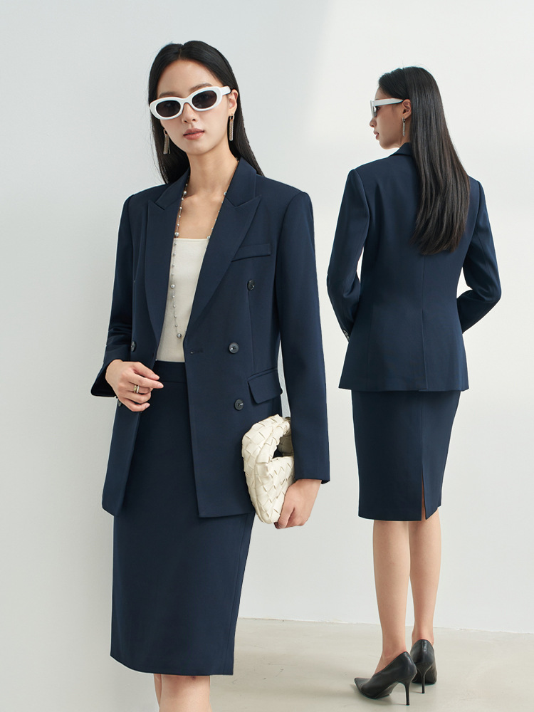 Women Formal Wear Interview - 네이비 블루 여성용 전문직 스커트 정장,