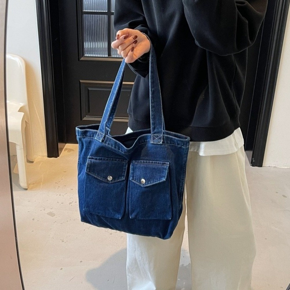 대용량 데님 숄더백 다중 포켓 구조 튼튼한 손잡이 북  - Shoulder Bag Structured 리뷰 및 가격