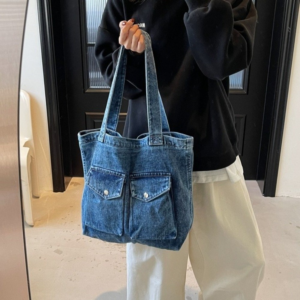 대용량 데님 숄더백 다중 포켓 구조 튼튼한 손잡이 북  - Shoulder Bag Structured 리뷰 및 가격