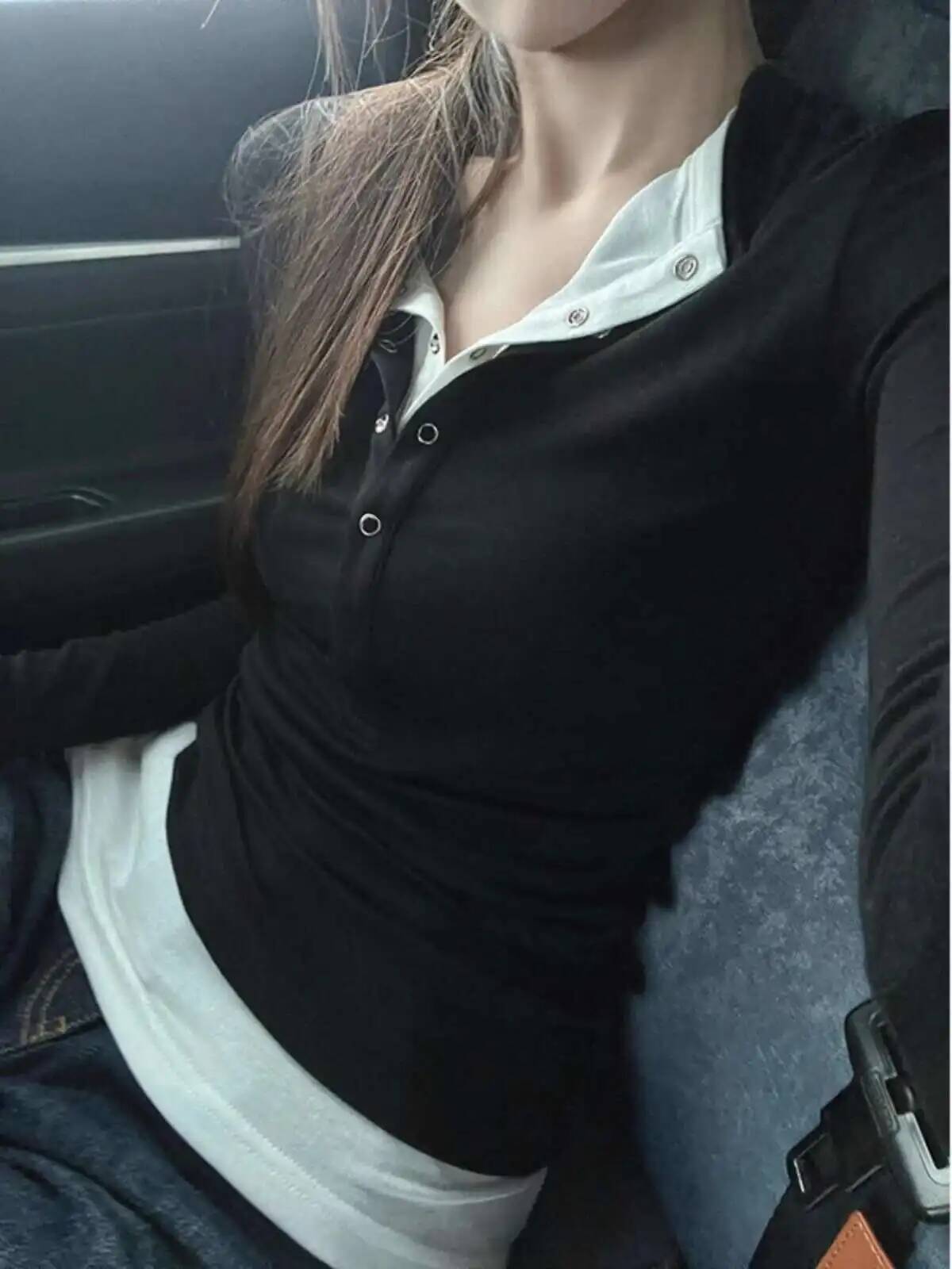 아메리칸 슬레 헨리 칼라 긴팔 티셔츠 여성 가을 겨울  - Women'S Formal Day Wear 리뷰 및 가격