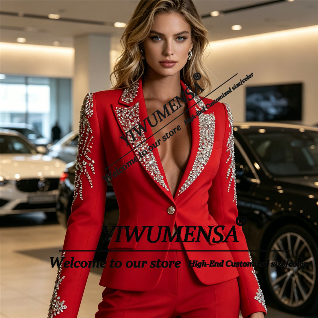 럭셔리 여성 정장 2피스 세트 크리스탈 비딩 프롬 블레 - Women Formal Wear For Party 리뷰 및 가격