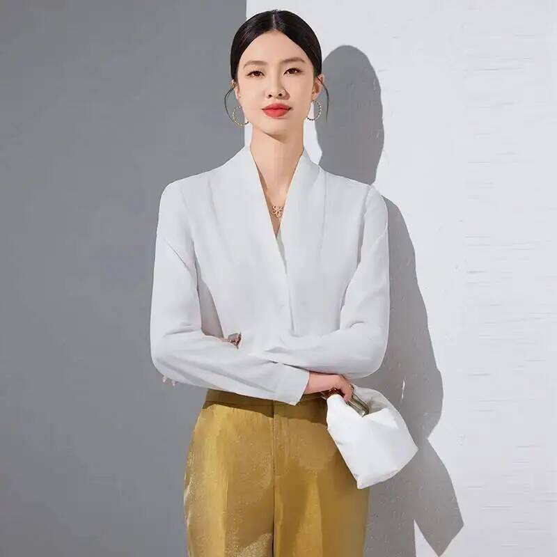 2025년 봄 가을 신상 패션 스타일 블라우스 셔츠 긴 - Women Formal Wear Stitching 리뷰 및 가격