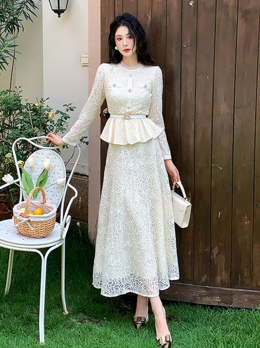 고급스러운 이브닝 레이스 투피스 드레스 세트 여성용 가 - Formal Dress Female 리뷰 및 가격