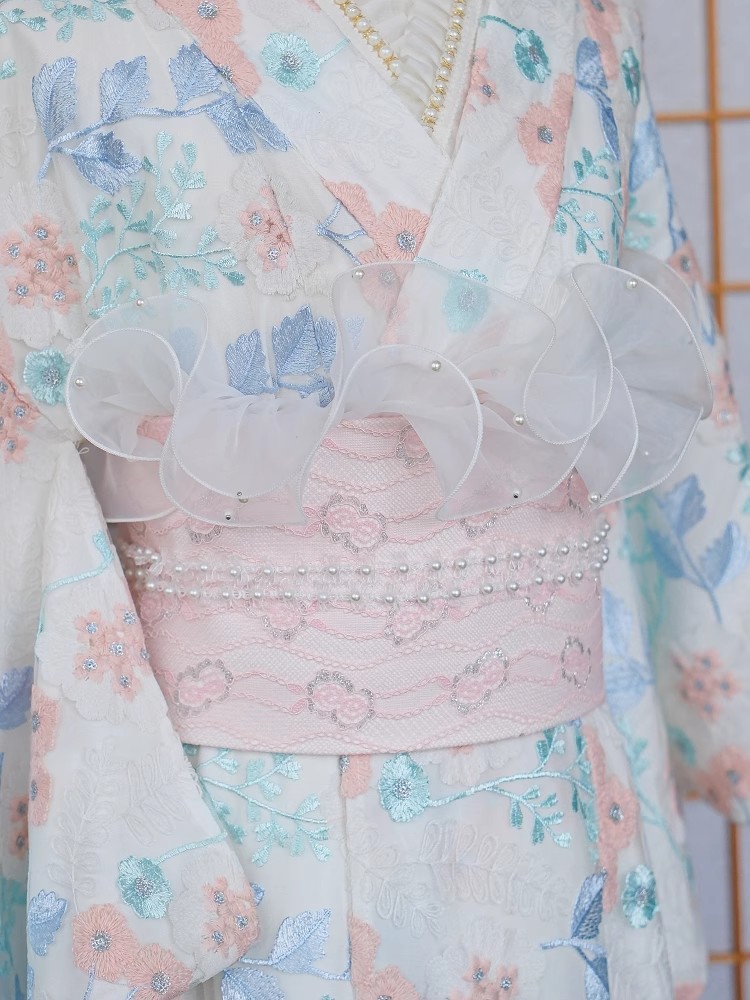 레이스 트리밍 기모노 속옷 흰색 면 여성 정장 일본 유 - Women'S Formal Traditional Wear 리뷰 및 가격