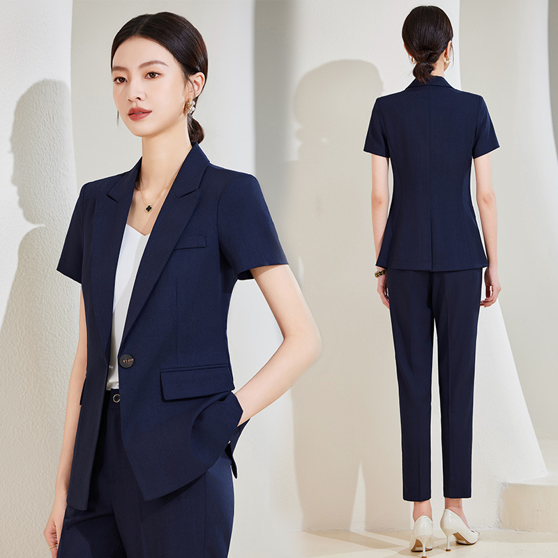 여성용 네이비 블루 반팔 정장 세트, 여름용 얇은 프로 - Women Formal Wear Store 리뷰 및 가격