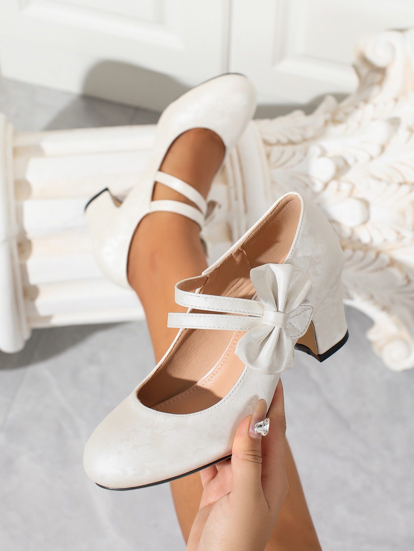 큰 사이즈 여성용 신발, 리본 장식 메리제인 청키 힐  - Women Formal Office Wear Shoes 리뷰 및 가격