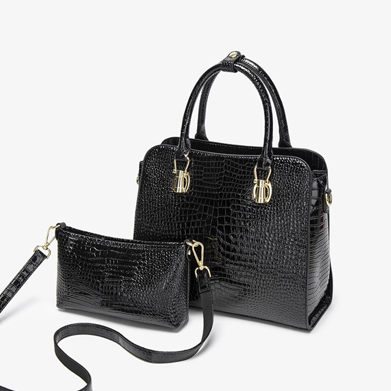 빈티지 블랙 악어 패턴 핸드백 여성용 광택 에나멜 숄더 - Shoulder Bag Structured 리뷰 및 가격