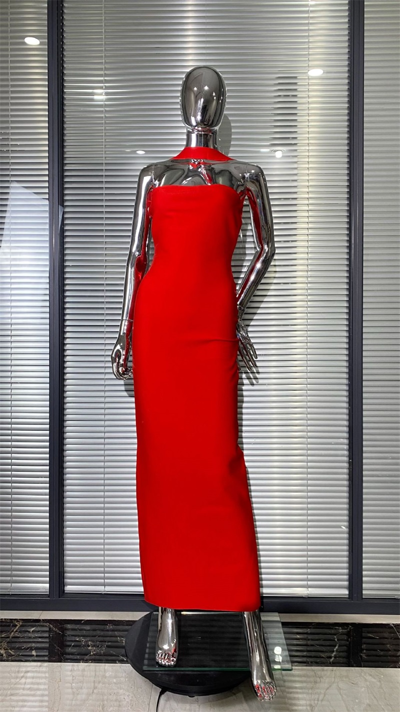 빨간색 붕대 여성 프롬 드레스 섹시한 홀터넥 민소매 우 - Women'S Holiday Formal Wear 리뷰 및 가격