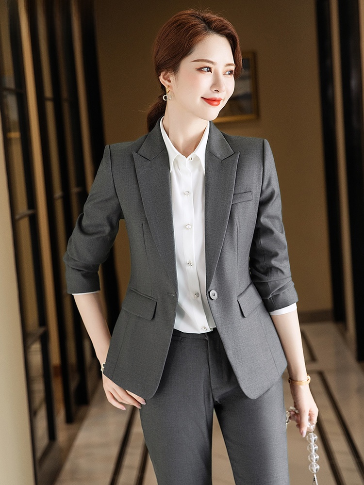 여성용 그레이 정장 세트 봄 가을 고급 호텔 관리자 작 - Women Formal Wear Interview 리뷰 및 가격