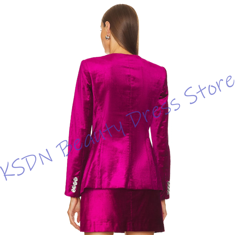 시크한 여성용 싱글 브레스티드 수트 핫핑크 새틴 투피스 - Women Formal Wear For Party 리뷰 및 가격