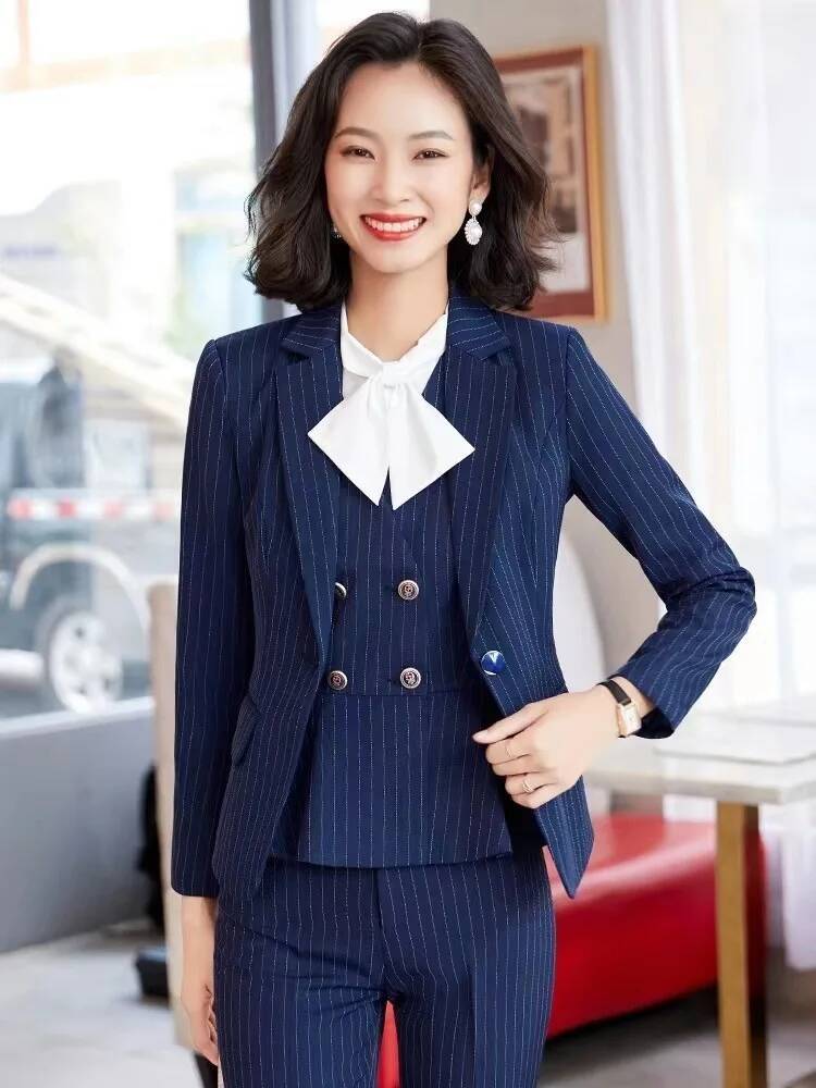 패션 스트라이프 정장 여성 비즈니스 정장 오피스룩 블레 - Women Formal Wear Interview 리뷰 및 가격