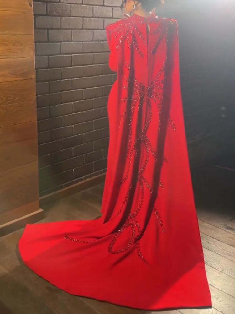 맞춤형 사우디 아라비아 이슬람 레드 긴 소매 이브닝 드 - Women Formal Wear For Party 리뷰 및 가격