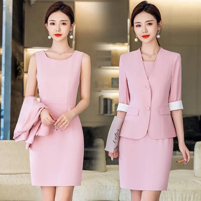 플러스 사이즈 5XL 여성 정장 봄 여름 드레스 수트  - Women Formal Wear Stitching 리뷰 및 가격
