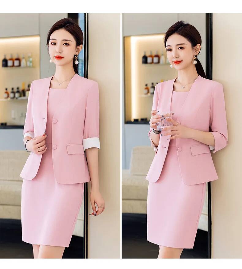 플러스 사이즈 5XL 여성 정장 봄 여름 드레스 수트  - Women Formal Wear Stitching 리뷰 및 가격