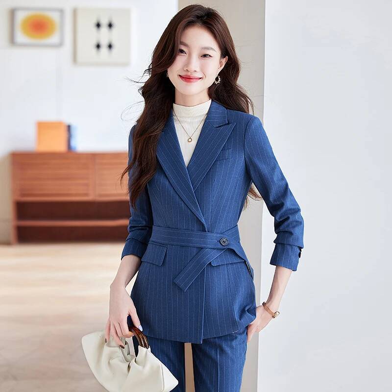 고품질 원단 우아한 스트라이프 정장 바지 가을 겨울 커 - Women Formal Wear Interview 리뷰 및 가격