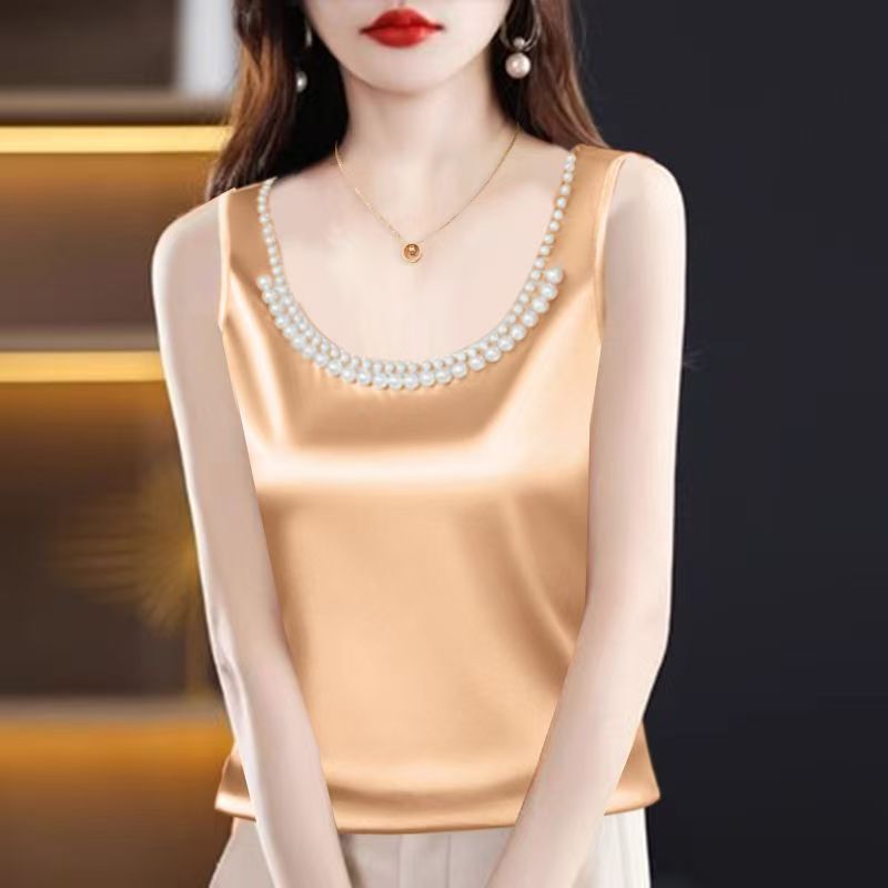 솔리드 새틴 실크 캐미솔 자르기 탑 여성 탱크 탑 우아 - Silk Camisole Work 리뷰 및 가격