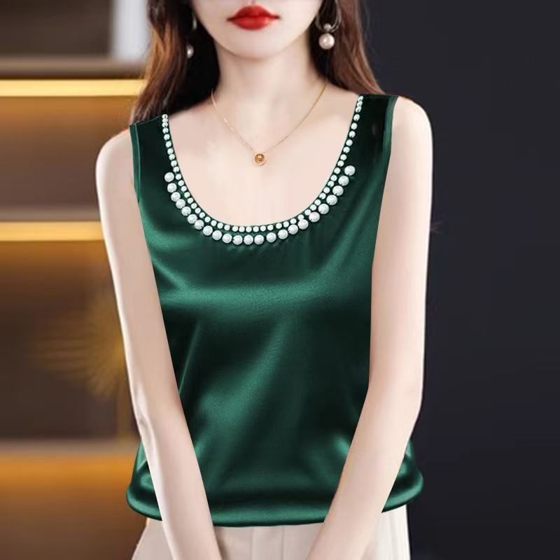 솔리드 새틴 실크 캐미솔 자르기 탑 여성 탱크 탑 우아 - Silk Camisole Work 리뷰 및 가격