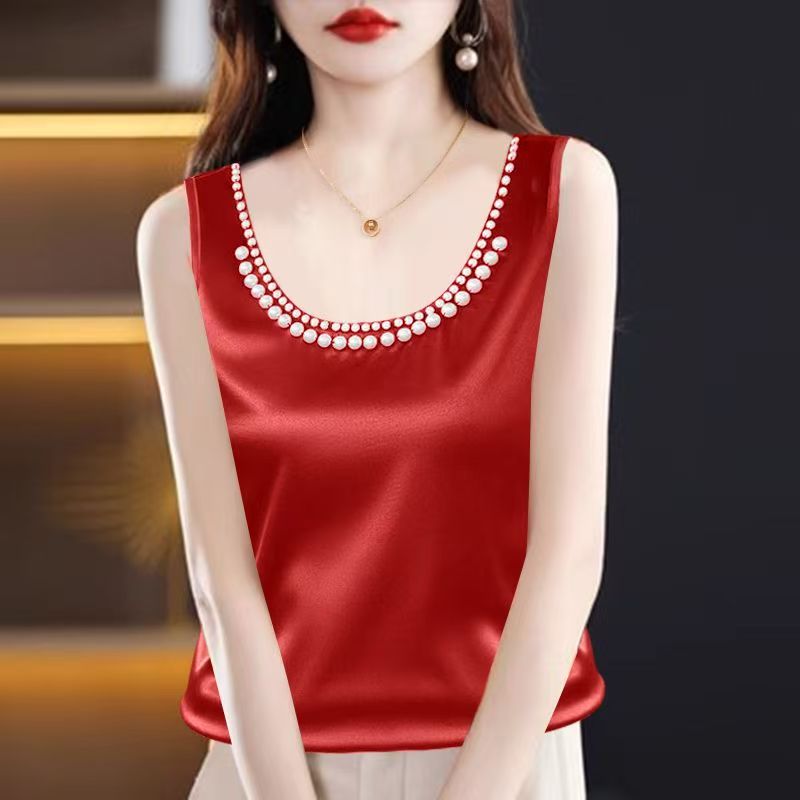 솔리드 새틴 실크 캐미솔 자르기 탑 여성 탱크 탑 우아 - Silk Camisole Work 리뷰 및 가격