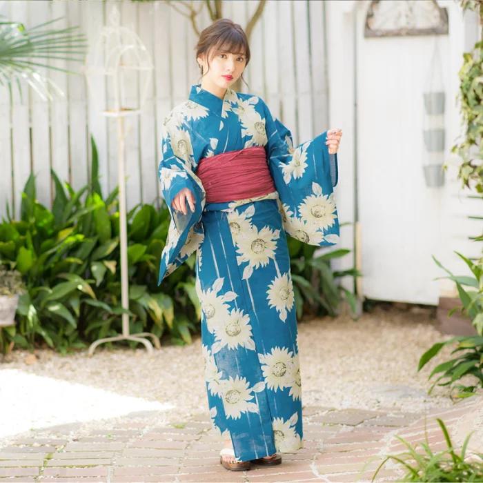 일본 기모노 유카타 여성용 면 전통 의상 스타일 블루  - Women'S Formal Traditional Wear 리뷰 및 가격