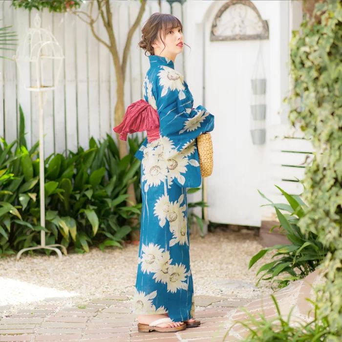 일본 기모노 유카타 여성용 면 전통 의상 스타일 블루  - Women'S Formal Traditional Wear 리뷰 및 가격