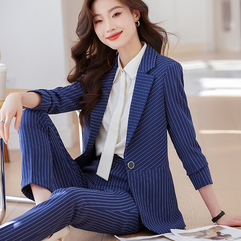 여성용 블루 스트라이프 수트 2025 신상 봄 가을 우 - Women Formal Wear Store 리뷰 및 가격