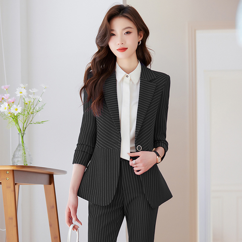 여성용 블루 스트라이프 수트 2025 신상 봄 가을 우 - Women Formal Wear Store 리뷰 및 가격