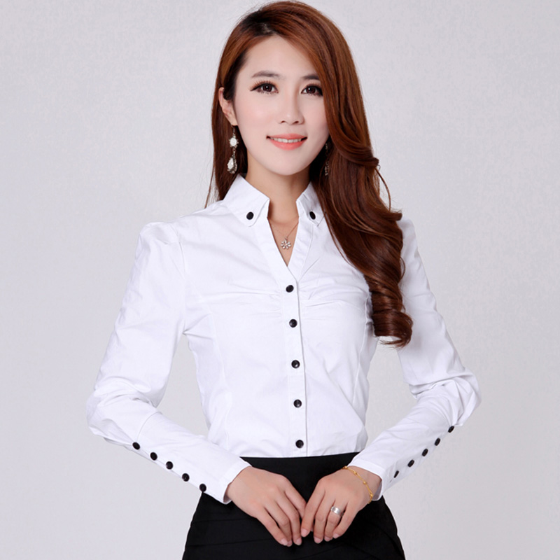 봄과 가을 새로운 여성 긴 소매 작업복 흰색 셔츠 한국 - Formal Attire Woman 리뷰 및 가격